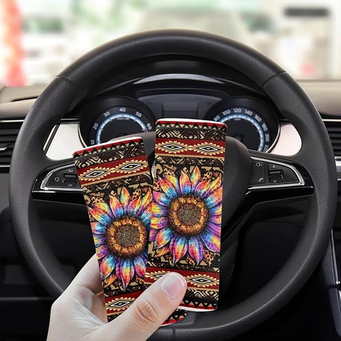 BIGCARJOB Travel Handle Cover Set Sunflower Leopard Print Luggage Handle Cover Set 2 Pcs Luggage Accessories Suitcase Identifier Protective Cover