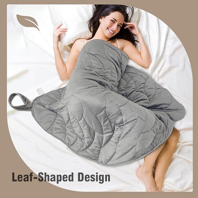 Weighted Lap Blanket 7 lbs 41" x 53"- Gifts for Mom Women Wife, Cozy Luxury Velvet Small Weighted Blankets,Portable Travel Blankets for Adults,All-Season Blanket Relaxation Gift, Grey