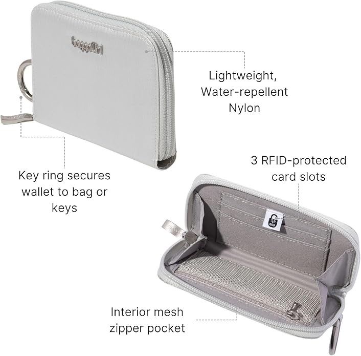 Baggallini Deluxe Card Case - Lightweight 5.5"x3.3" RFID Protected Womens Wallet Card Holder