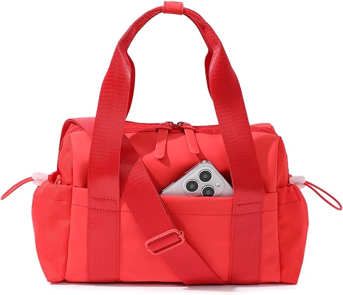 Small Gym Bag for Women, Mini Crossbody Gym Duffle Bag with Wet Compartment, Carry on Gym Tote Bag for Workout Dance Sport Travel (Mini-Red)