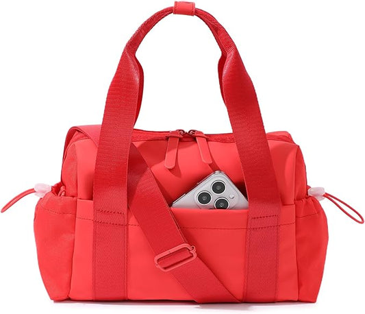 Small Gym Bag for Women, Mini Crossbody Gym Duffle Bag with Wet Compartment, Carry on Gym Tote Bag for Workout Dance Sport Travel (Mini-Red)
