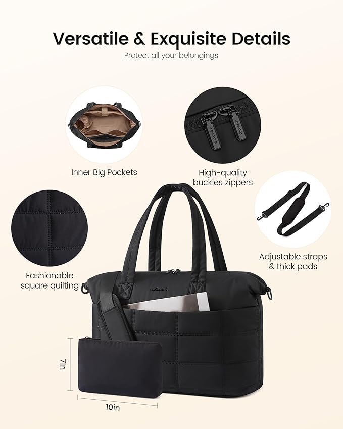 LOVEVOOK Gym Bag for Women & Men with Wet Pocket,36L Puffer Laptop Work Bags for Women with Computer Compartment,Waterproof Teacher Tote Bags Workout Weekender Carry on Travel Bag,Large Purse Handbags