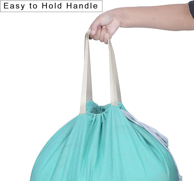 Heavy Duty Laundry Bag with Drawstring and Handle, Extra Large Travel Dirty Clothes Bag for Laundromat and Household, Durable Rip-Stop Laundry Hamper Liner, 28 x 40 Inch by SANFERGE, Turquoise