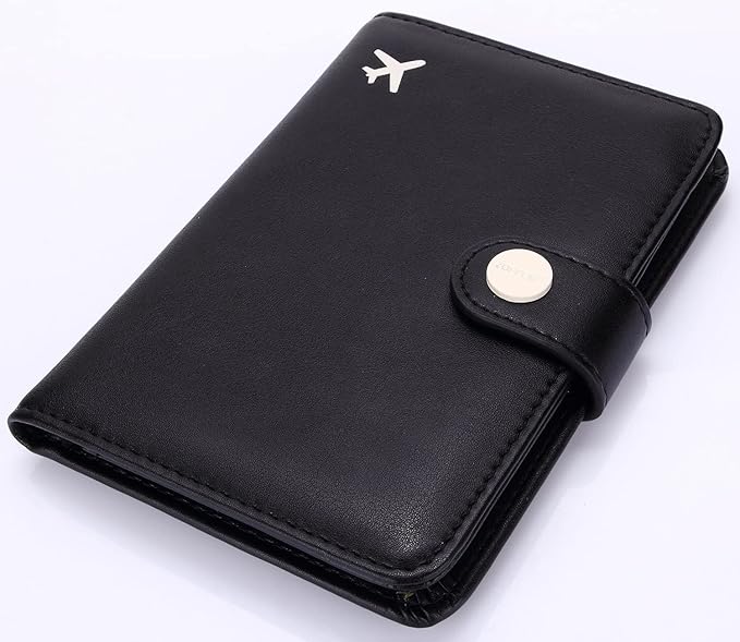 ZOPPEN Passport Holder Women Men, Passport Cover Travel Wallet Rfid Blocking Passport Wallet Cover Case Travel Essentials Document Organizer, Black