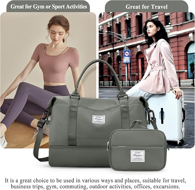 Weekender Bags for Women,Personal Item Travel Bag with Shoes Compartment,Overnight Travel Duffel Bag with Toiletry Bag