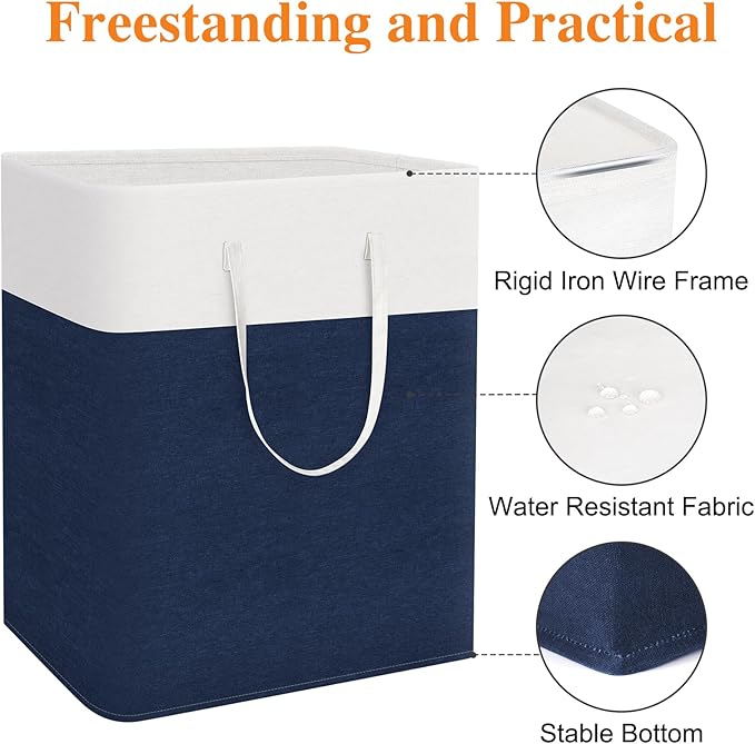 laundry basket 3-Pack, laundry hamper, Hamper with handles, collapsible laundry baskets, Waterproof dirty clothes hamper, Towel Storage for Home or Dorm, 125L-Blue