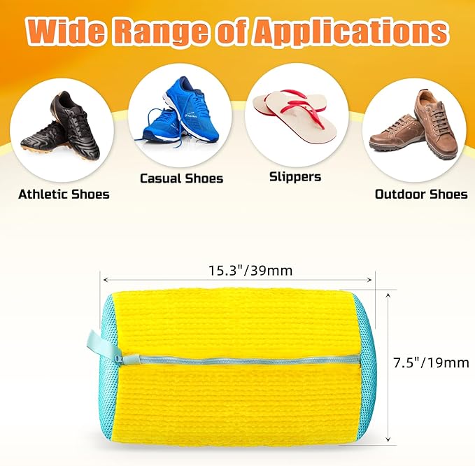 Shoe Washing Machine Bag, Shoe Laundry Bag, Shoe Cleaning Bag for Sneaker Tennis Shoes Unstain Cleaner Kit, Yellow 2PCS