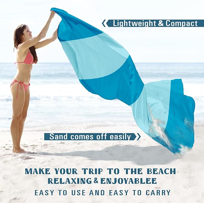 Beach Blanket Sandproof Waterproof 78''×110'' 1-7Adults Oversized,Compact Lightweight Durable Beach Mat for Travel Camping Hiking Picnic Blanket