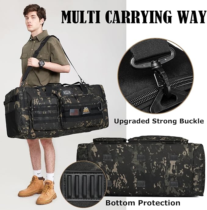 130L Extra Large Duffle Bag for Men, Heavy Duty Duffle Bag for Travel, Large Sports Gym Equipment Bag for Hockey Football Soccer Baseball Basketball & Team training, Dark CM