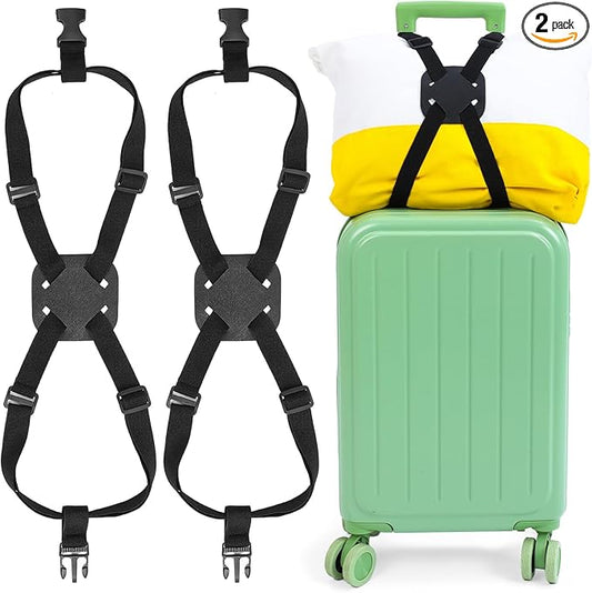 2 Pack Luggage Straps Adjustable Luggage Bungee Straps for Attaching Bags Travel Essentials High Elastic Add a Bag Suitcase Strap