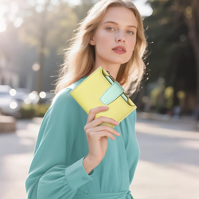 Airkit Small Wallet Women RFID Blocking Soft Leather Bifold Compact Card Holder Wallet for Women with Zipper Coin Pocket 4 ID Window