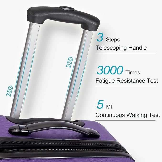Merax Luggage Set, Lightweight Carry on Luggage Airline Approved, Hard Case with Spinner Wheels, Purple, 3 Set