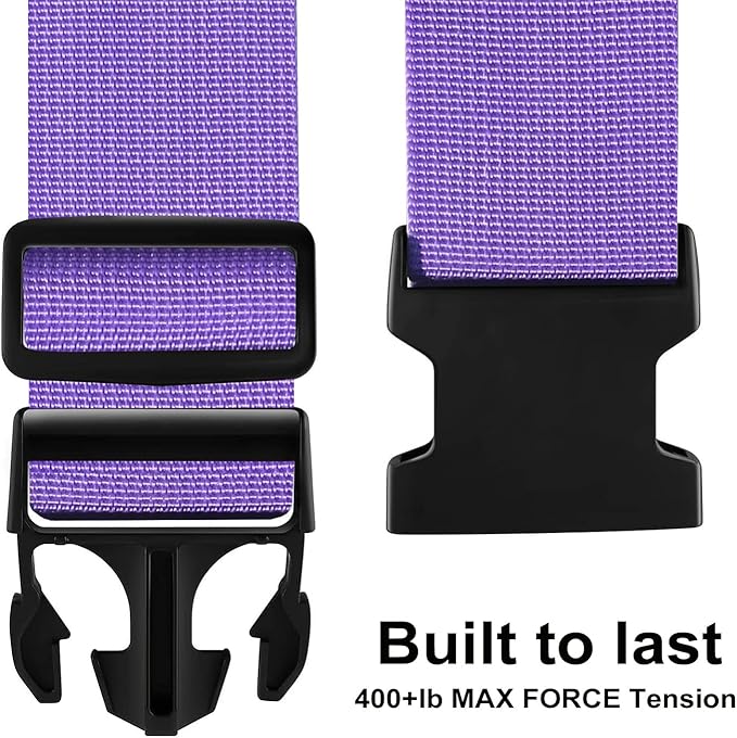 Luggage Straps for Suitcases TSA Approved-2 Pack Bright Personalized Luggage Belt Strap for Suitcase/Carry On Bag Luggage Accessories for Travel (Violet)