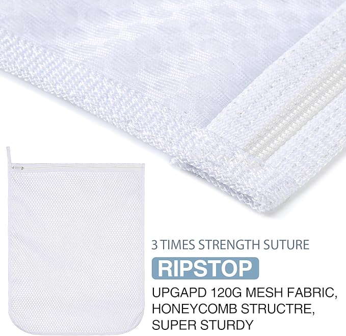 4 pcs Durable Honeycomb Mesh Laundry Bags for Delicates 2 Large (16" x 19") 2 Medium (12" x 15")