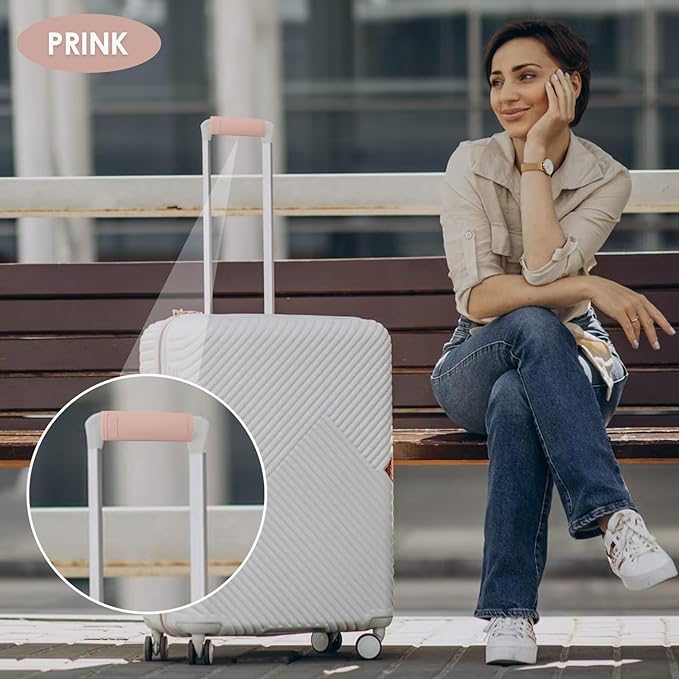 KINIVA Leather Luggage Handle Wrap 4 Pack Set,Luggage Identifiers Tags Markers for Luggage Suitcase,Travel Accessories(pink-4pcs)