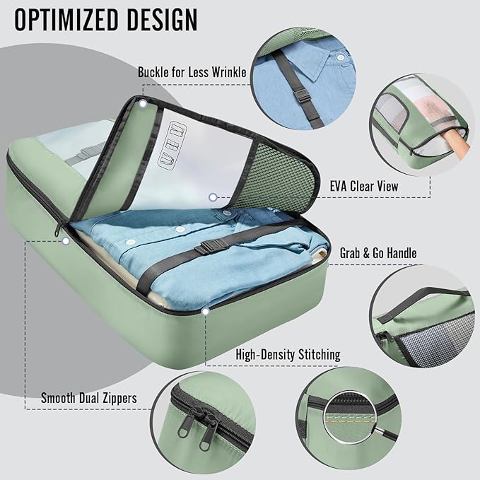 Veken 10 Set Packing Cubes for Travel Essential, Suitcase Organizer Bags in 4 Sizes, Carry-On Luggage Accessories with Large Laundry & Hanging Toiletry Bag, Must-Have for Airplane, Road Trip & Camping