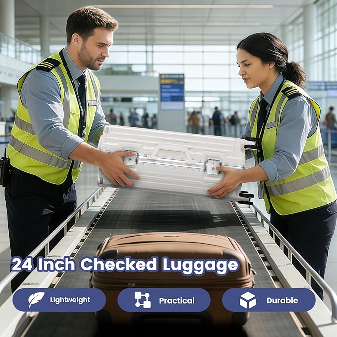 Carry On Luggage, 24 Inch Zipperless Luggage, Aluminum Frame Hardside Suitcase with TSA Lock, Spinner Wheels, Phone Holder, Charging Port, Cup Holder for Lightweight Travel, White