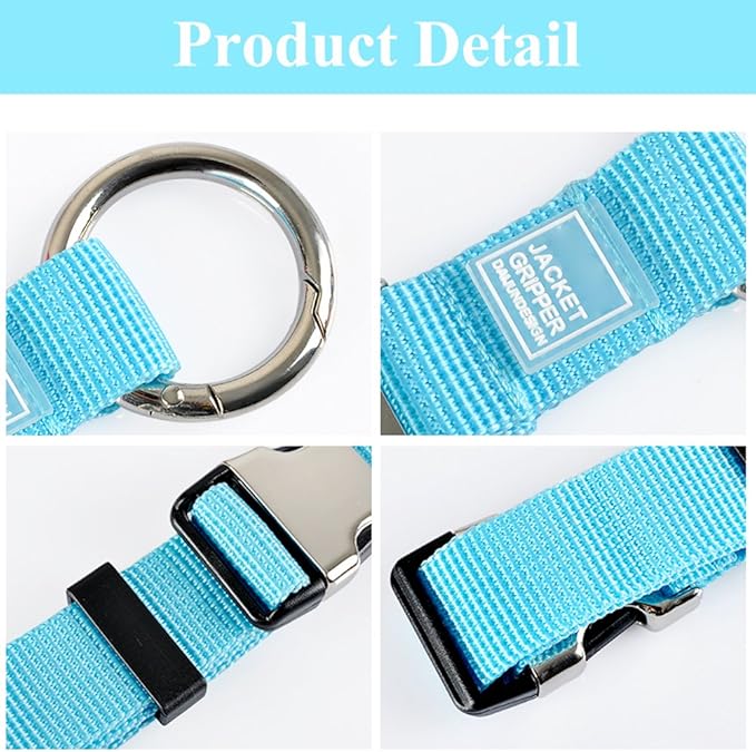 Add-A-Bag Luggage Strap Jacket Gripper, Luggage Straps Baggage Suitcase Belts Travel Accessories - Make Your Hands Free, Easy to Carry Your Extra Bags, Blue