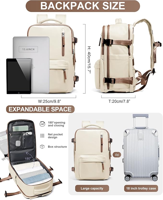 WONHOX Large Travel Backpack Carry on Flight Approved Laptop Work Business Backpack for Women Men Mochila de Viaje