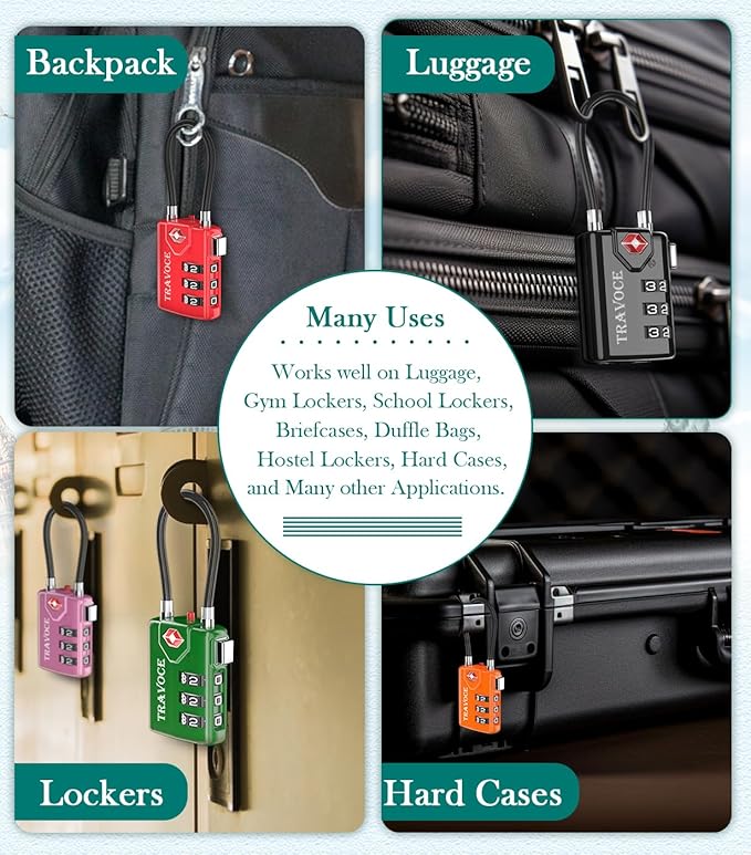 TSA Approved Luggage Locks, Travel Locks Which Also Work Great as Gym Locks, Toolbox Lock, Backpack and More, Orange 6 Pack