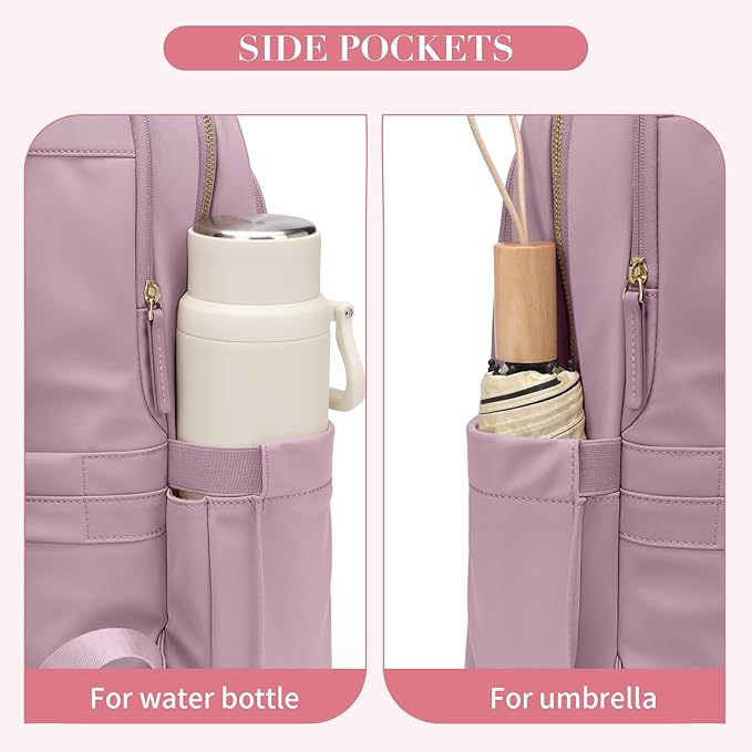GOLF SUPAGS Women Laptop Backpack Casual Daypack for Work Travel College Backpack Purse Fits 14 Inch Notebook (Pinkish Purple)