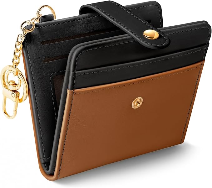 Jogjam Small Ladies Wallet, Rfid Slim Thin Compact Credit Card Women Wallet, PU Leather Bifold Cash Wallet, Zipper Coin Pocket & ID Window, Female Gifts Black and Brown