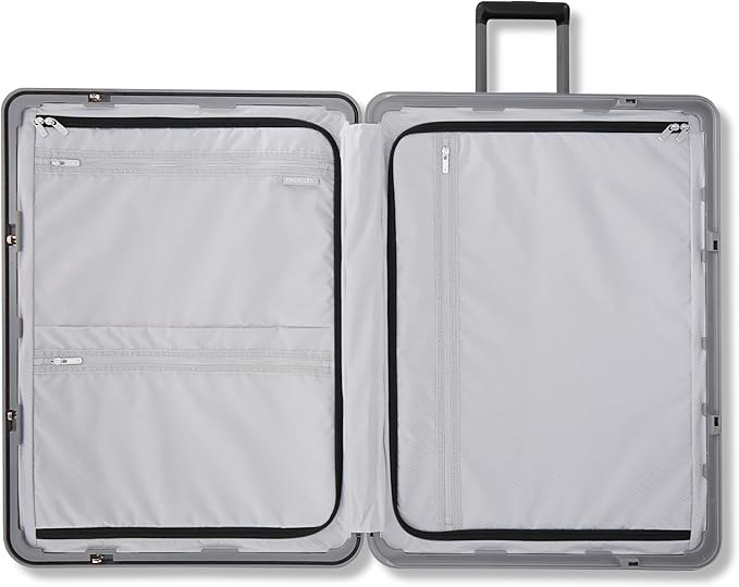 Samsonite Framelock Max Hardside Luggage with Spinner Wheels, Lightweight zipper-less (Asphalt Black, Large Spinner)