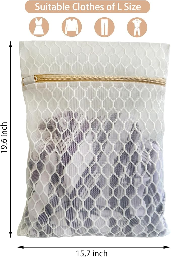 3 Pack Laundry Bag, Durable Big Honeycomb Mesh Laundry Bags Suitable for Delicate Clothes Washing 19.6 x 15.7 Inches (3 Large)