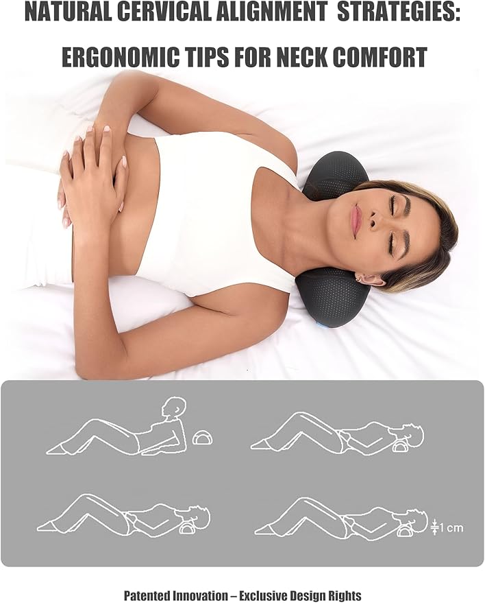Bespilow Cervical Neck Pillow for Pain Relief, Dual-Layer Memory Foam Orthopedic Contour Pillow for Office,Travel, Ergonomic Neck Support for Back Sleepers,Cooling Breathable Case (US Design Patented)