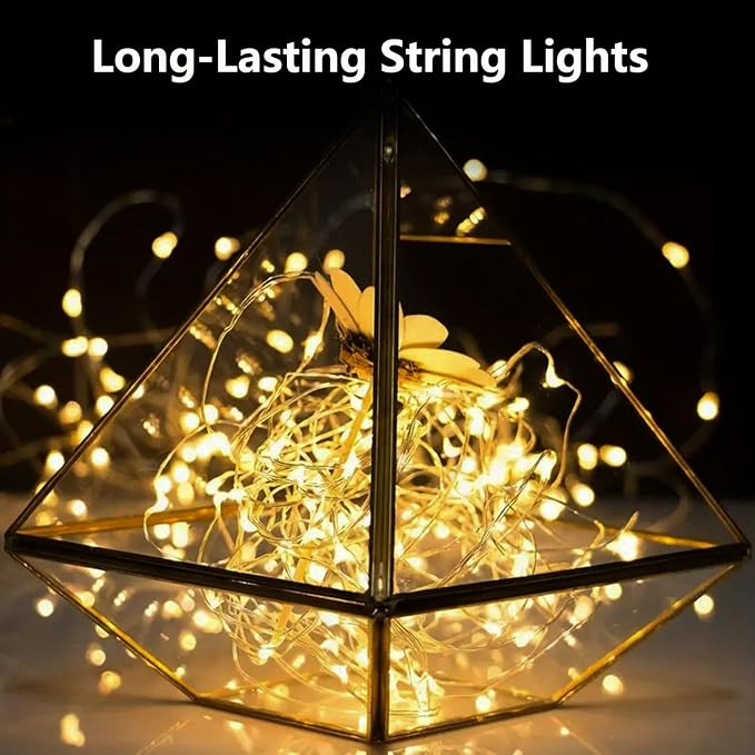 2 Pack Fairy Lights Battery Operated 16 FT 50 LED String Lights Warm White | Timer, Flexiable Waterproof Wire, Cuttable LED Fairy Lights Indoor for Christmas Wreath Holiday Mantel Mason Jar DIY Decor