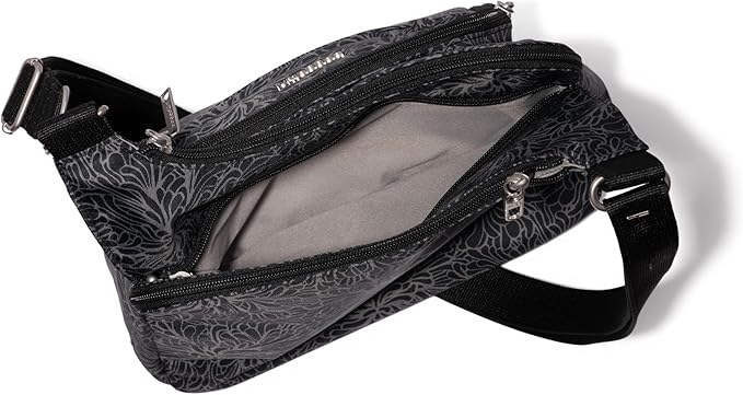 Baggallini Securtex Anti-theft Crossover Crossbody Bag 11”w X 8.5”h, Rfid, Built-in Wallet, Locking Zippers