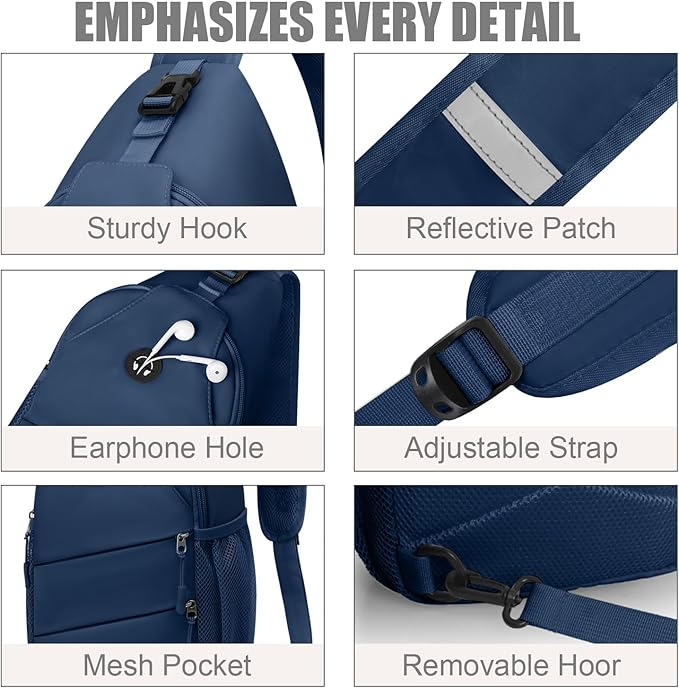 Crossbody Bags for Women Men Trendy Sling Bag Backpack Casual Chest Bag with Convertible Shoulder Strap