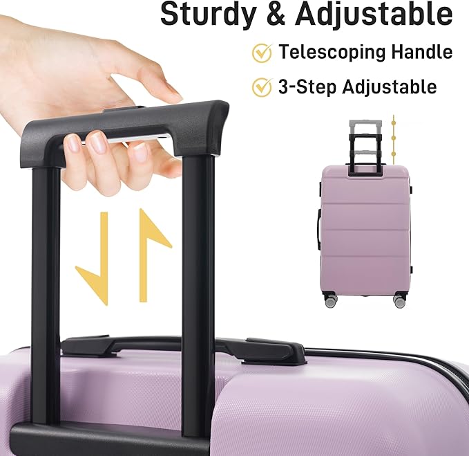 6 Pcs ABS Hardshell Luggage Sets Spinner Wheel Suitcase Lock Suitcases