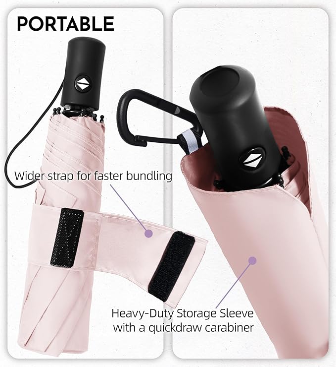 Compact Travel Windproof Umbrella, 43" Auto open/close Folding Quick Dry Umbrellas for Rain, Lightweight Portable Small for Backpack Car, Thoughtful Gift for Women Men Kids, TSA Approved