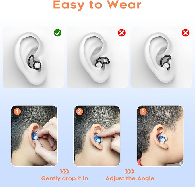 Swimming Ear Plugs Waterproof Earplugs - 3 Pairs Silicone Swim Ear Plugs for Kids, Water Sports Earplugs for Showering, Bathing, Surfing - Keep Ear Water Out (Kids- Black, Pruple, Blue)