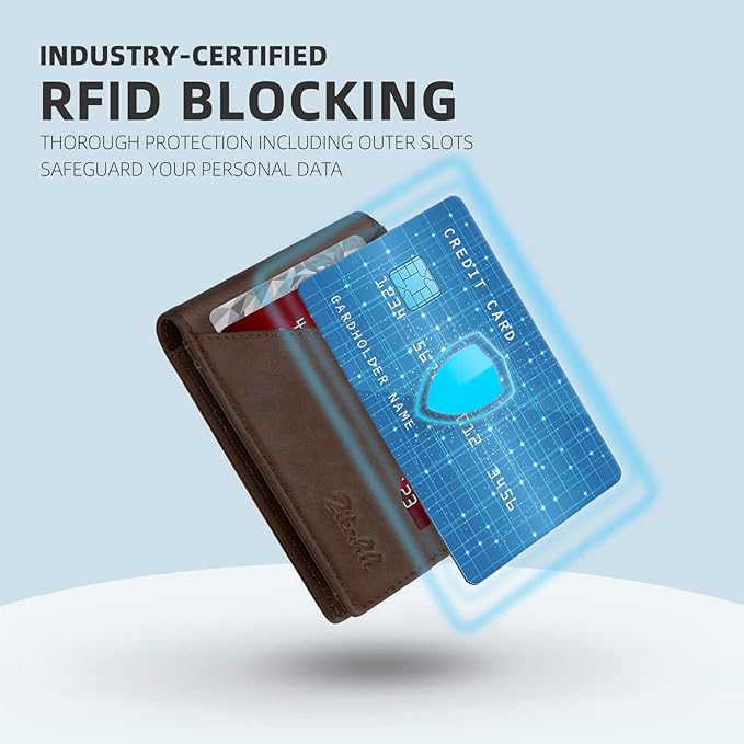Zitahli Bifold Wallets for Men - Slim RFID Leather Credit Card Holder for 6-11 Cards, Minimalist Thin Wallet with ID Window & Cash Slot,Front Pockt Carteras Para Hombres, Birthday Gifts for Men | Slim, RFID Blocking, Premium, Front Pocket, Gift Box, Le...