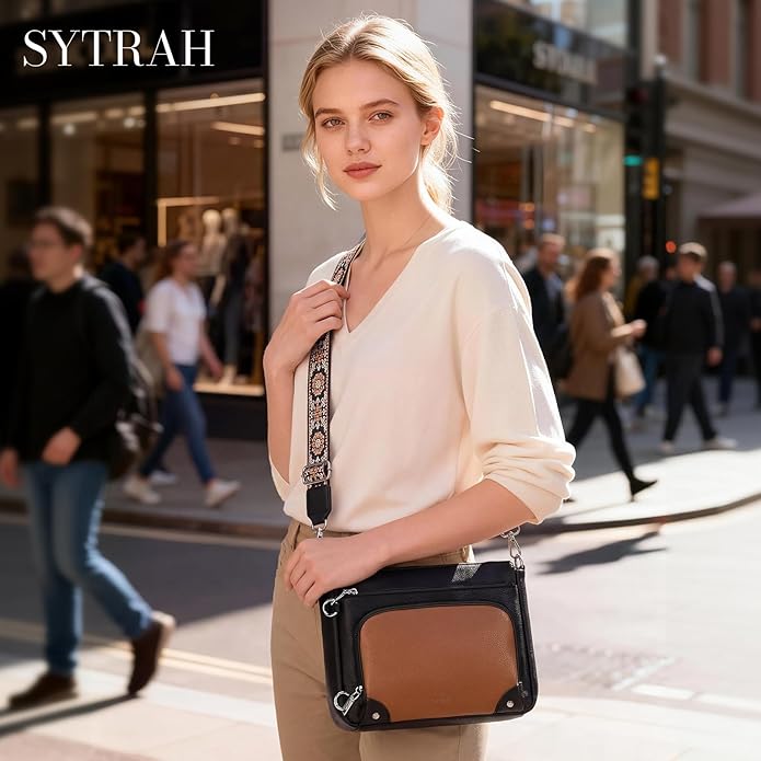 SYTRAH Anti-Theft Crossbody Purse for Women, Crossbody Shoulder Bag with Built-in Wallet & RFID Blocking for Travel Workout
