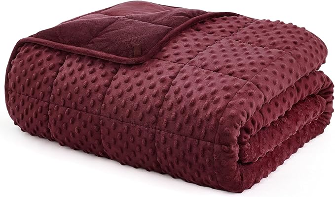 L'AGRATY Weighted Blanket for Adult - 80"x87" 20lbs Minky Dots Heavy Blanket with Glass Beads Soft Breathable for All-Season Summer Fall Winter Thick Comfort for Sleeping