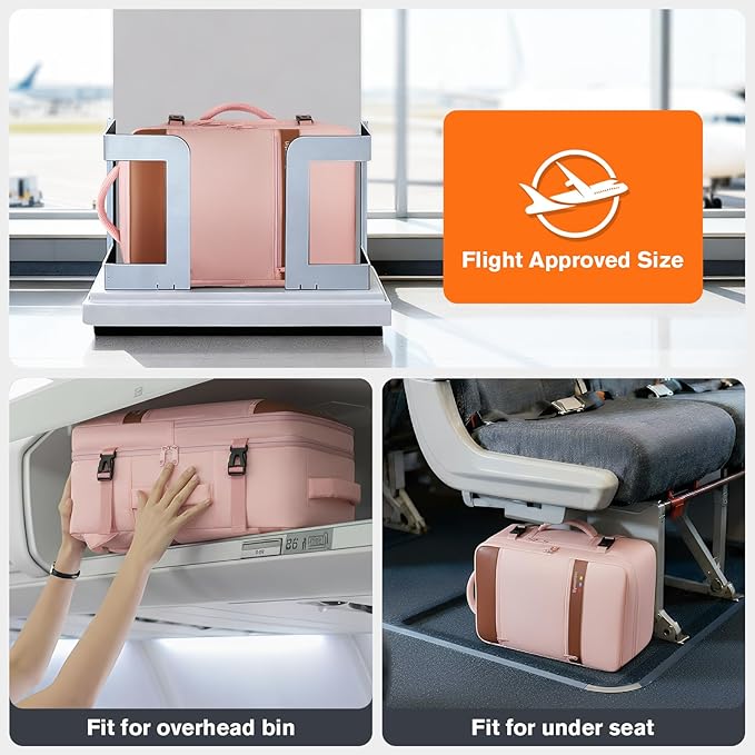 Smart Suitcase-style Laptop Backpack, 25L / 35L Practical Travel Bag for Work, Leisure & Flight, Luggage-Style Commuter Pack (Pink, 35L)