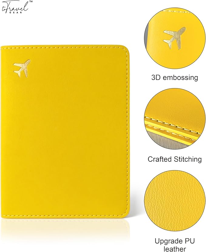Passport Holder for Travel Essentials,RFID Blocking Passport Cover Case for Travel Accessories,Travel Wallet for Women Men (Lemon Yellow)