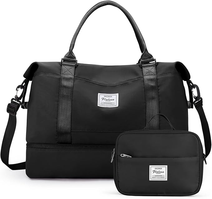 Travel Duffel Bag with Shoes Compartment, Carry on Overnight Weekender Bags for Women, For Spirit Airlines 18x14x8 Personal Item Bag