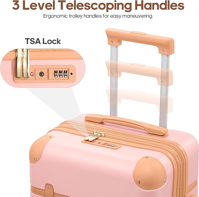 Luggage Sets 3 Piece, Expandable 100% PC Hardshell Suitcase with Spinner Wheels, 20in Suitcase Set with TSA Lock for Women, Carry On Luggage with Travel Backpack (Pink, 20 Inch Set)