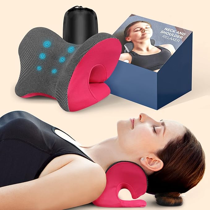 ZAMAT Neck and Shoulder Relaxer with Magnetic Therapy Pillowcase, Neck Stretcher Chiropractic Pillows for Pain Relief, Cervical Traction Device for Relieve TMJ Headache Muscle Tension Spine Alignment
