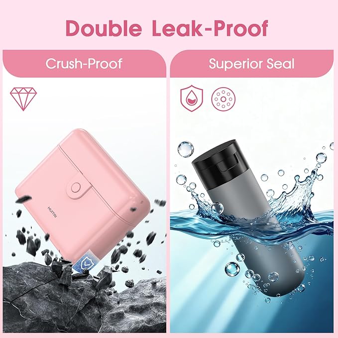 Travel Bottles with Case, 4x2oz TSA Approved, Leak-Proof, Press to Unlock, Compact & Portable Travel Toiletries (Pink)