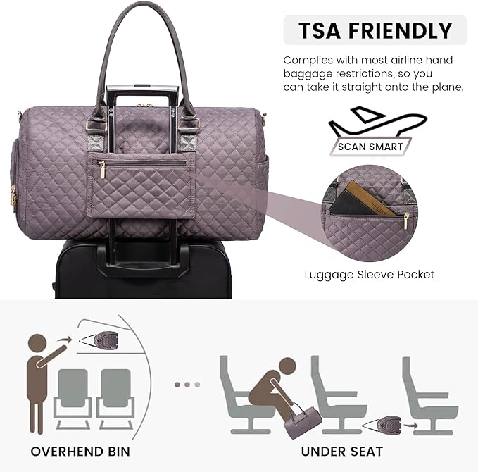 LOVEVOOK Travel Duffle Bag, Weekender Bag for Women with Toiletry Bag, Carry on Overnight Bag with Shoe Compartment, Gym Duffel Bag with Wet Pocket, Mommy Hospital Bags for Labor and Delivery