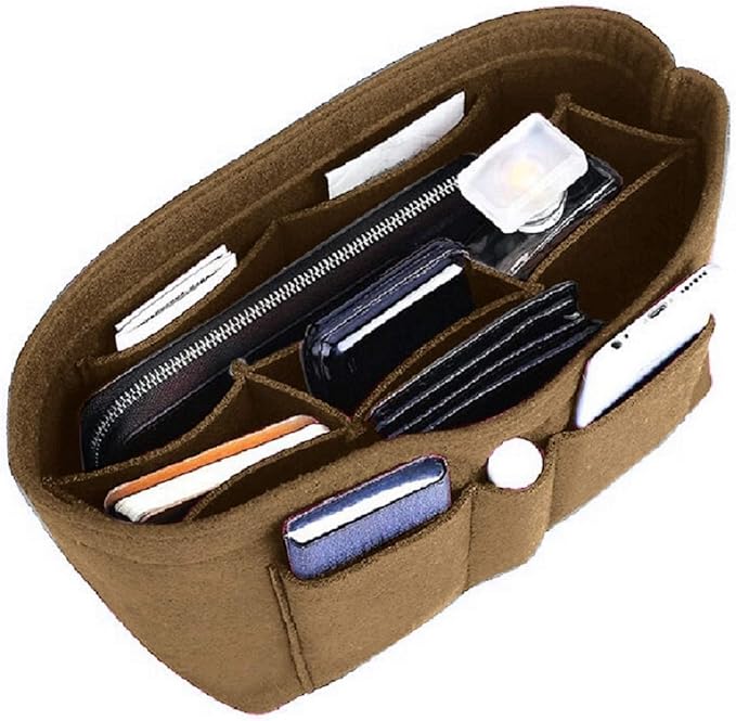 ZTUJO Purse Organizer Insert, Felt Bag Organizer For Handbag Purse Organizer,13 Colors, 6 Size (X-Large, Light Coffee)