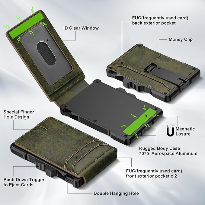 furid Smart Wallet For Men Slim: Rfid Minimalist Pop Up Wallets with Money Clip Metal Credit Card Holder - Gifts for Husband Father at Birthday Anniversary