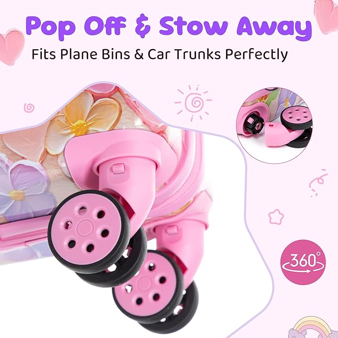 Kid’s Luggage Set 6 Piece Suitcase Set 16’’ Hardside Luggage with Spinner Wheels Girls Boys Carry on Luggage Travel Rolling Luggage Airline Approved