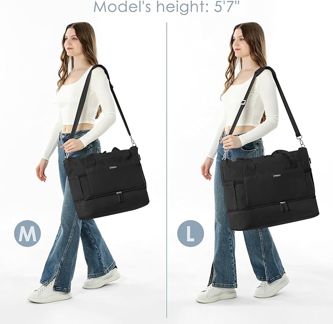 ETRONIK Gym Bag for Women, 45L Carry On Travel Duffel Bag with Shoes Compartment, Weekender Overnight Bag with Wet Pocket for Women, Travel, Gym, Weekend, Large Size