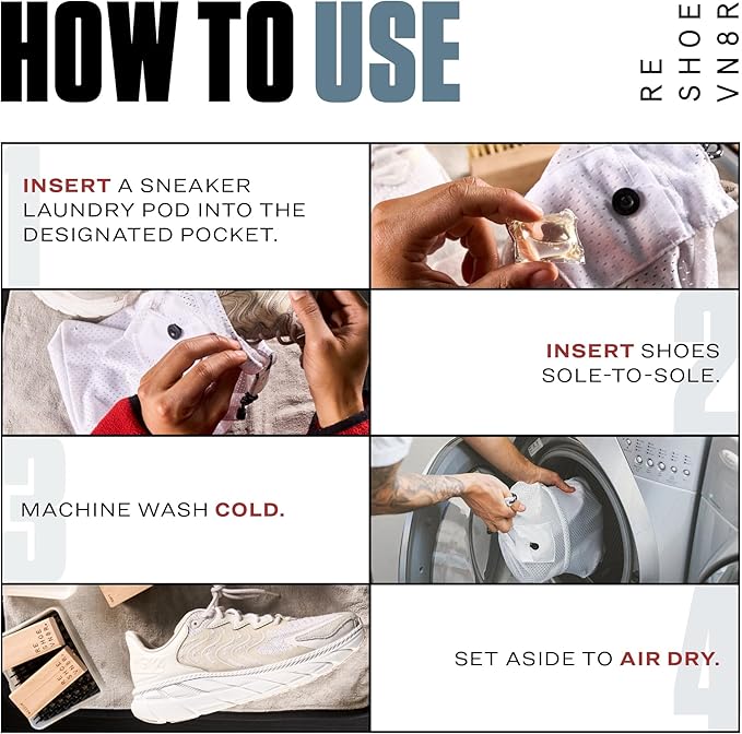 Reshoevn8r Sneaker Laundry Bag for Washing Machine - Mesh Washing Dual Lace Locking System - Shoe Cleaning Bag Compatible with All Sneakers Including Nike, Jordan, Adidas & Yeezy
